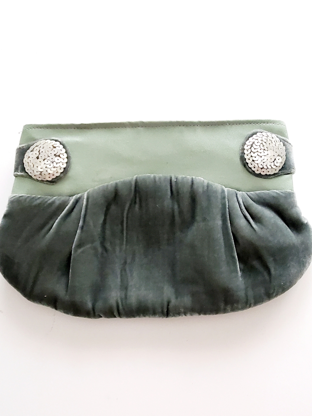 Green Velvet Top-Trim Clutch - Vintage